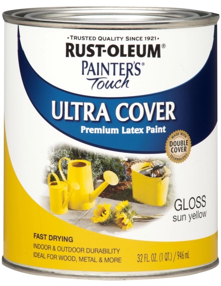 Rust Oleum Painter\'s Touch Gloss Sun Yellow Paint 1 Quart Multi Surface Use