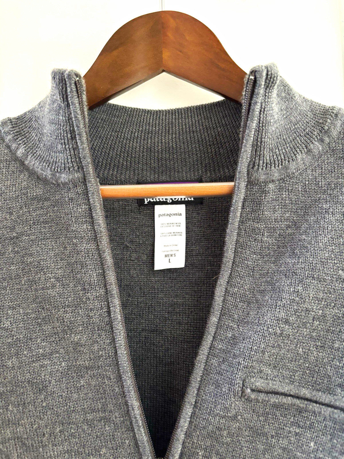 Patagonia Men’s Merino Wool Knit 1/4 Zip Mock Neck Pullover Sweater L