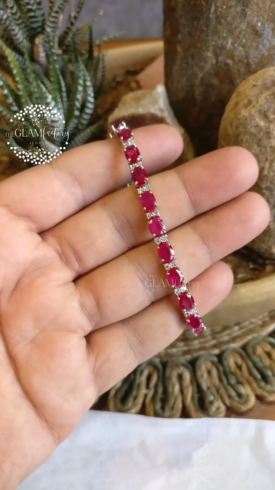 16.00 Ct Natural Ruby Diamond Ladies Tennis Bracelet 14K Real White Gold 7\