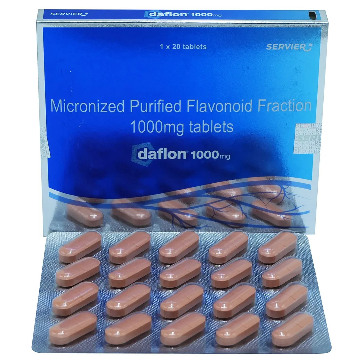 Daflon 1000mg Tablets 20 Tablets Pack of 1 Genuine Product Factory Sealed