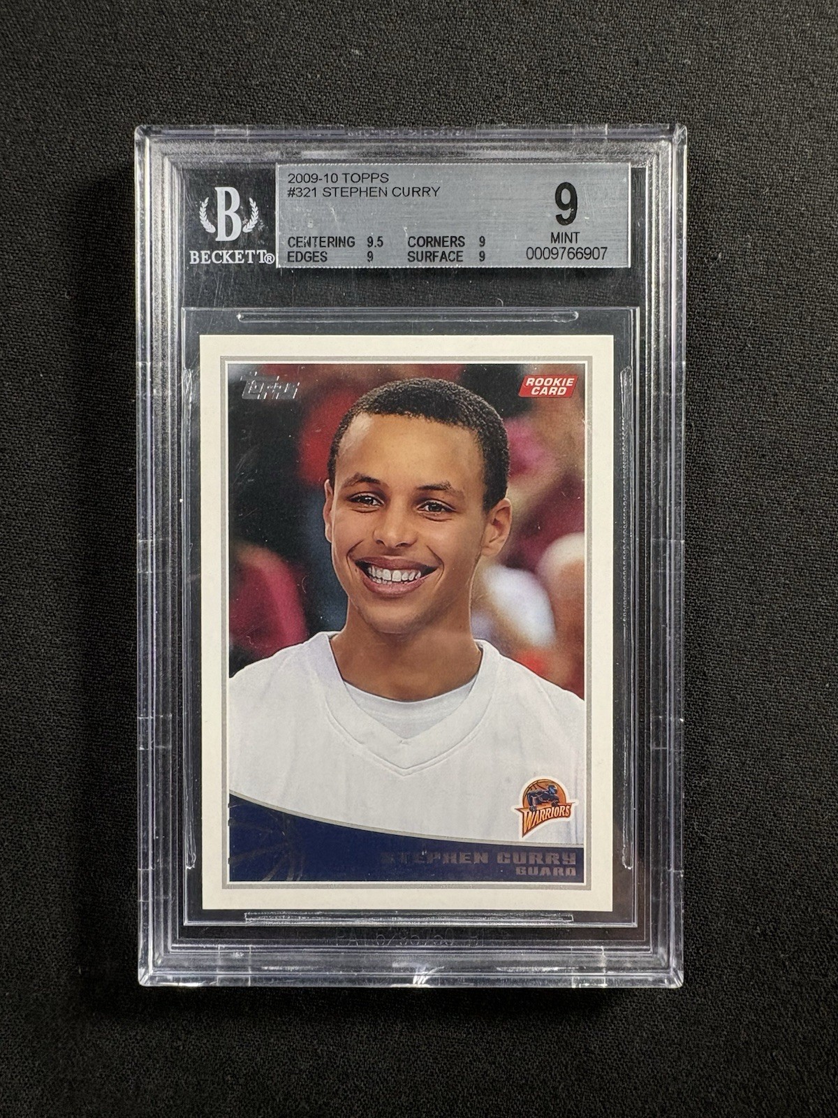 2009-10 Topps Stephen Curry Rookie RC #321 Warriors TRUE BGS 9 Mint 9.5 Center