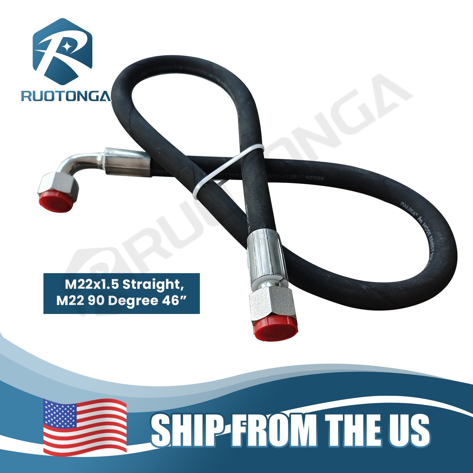 M22x1.5 Excavator Hydraulic Hose Straight+90°Elbow 1/2\ M22x1.5 Excavator Hydraulic Hose Straight+90°Elbow 1/2\