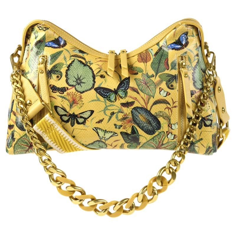 Sharif Legacy Milano Leather Satchel with Two Shoulder Straps-Butterfly Saffron
