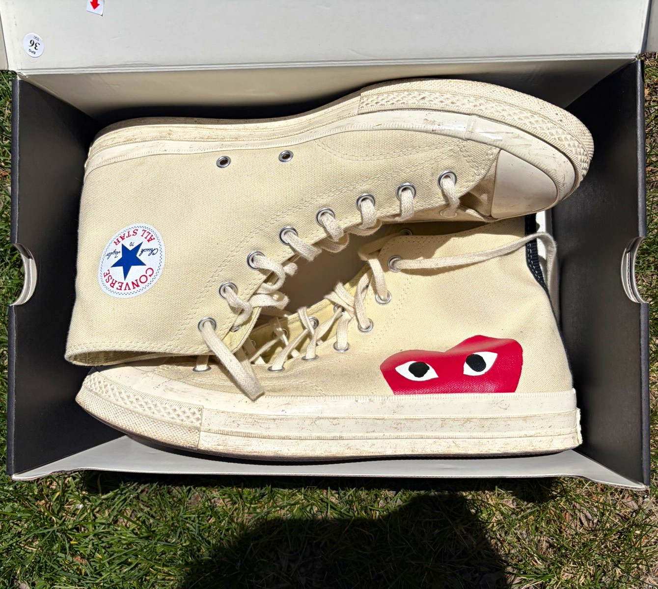 Converse Chuck Taylor All Star High Top Canvas Lace-Up Cream Red Heart Eyes Converse Chuck Taylor All Star High Top Canvas Lace-Up Cream Red Heart Eyes
