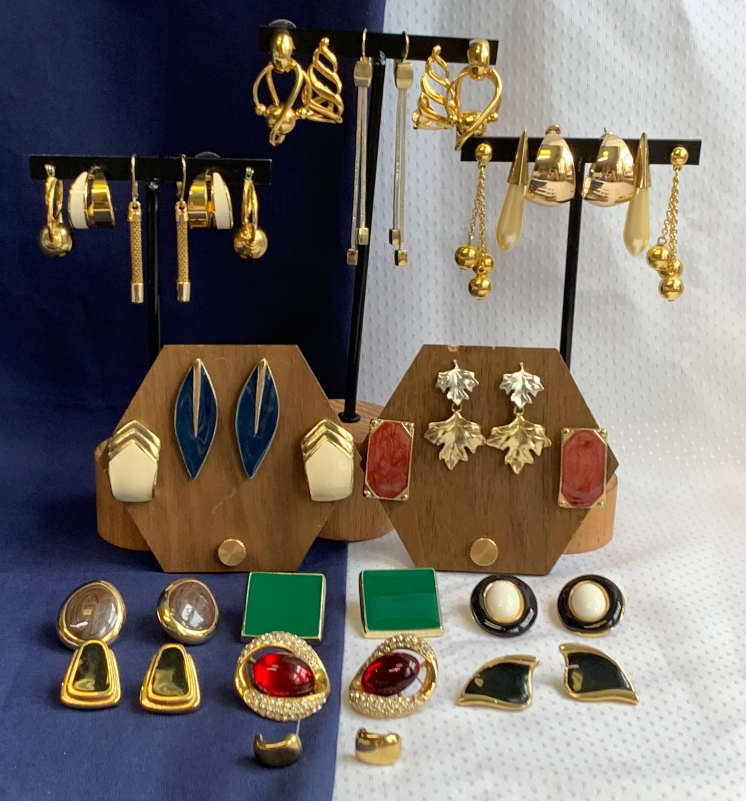 Vtg Earring Lot Napier Monet Jewelry Group Enamel Rhinestone Costume Jewelry