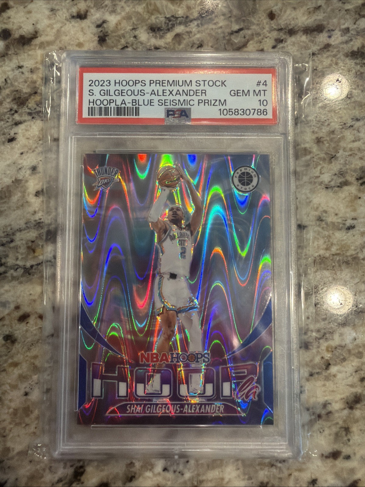 2023-24 Panini Nba Hoops Premium Stock - Hoopla SGA #4 Blue Seismic Prizm 89/99