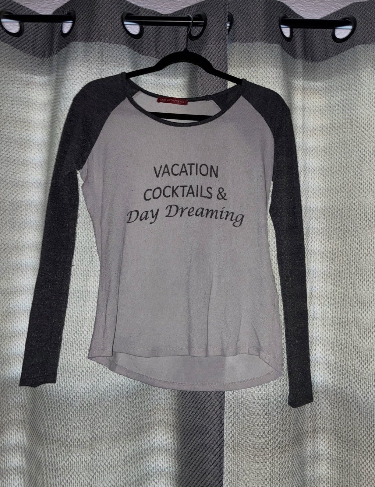 Saks Fifth Avenue Gray & White PJ Top- S
