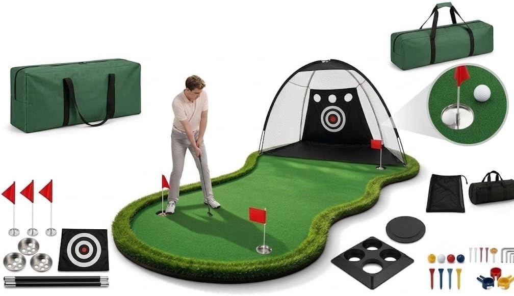 Huge 5X12 Size Golf Putting Green  Practice Putting Mat w/ NET COMBO