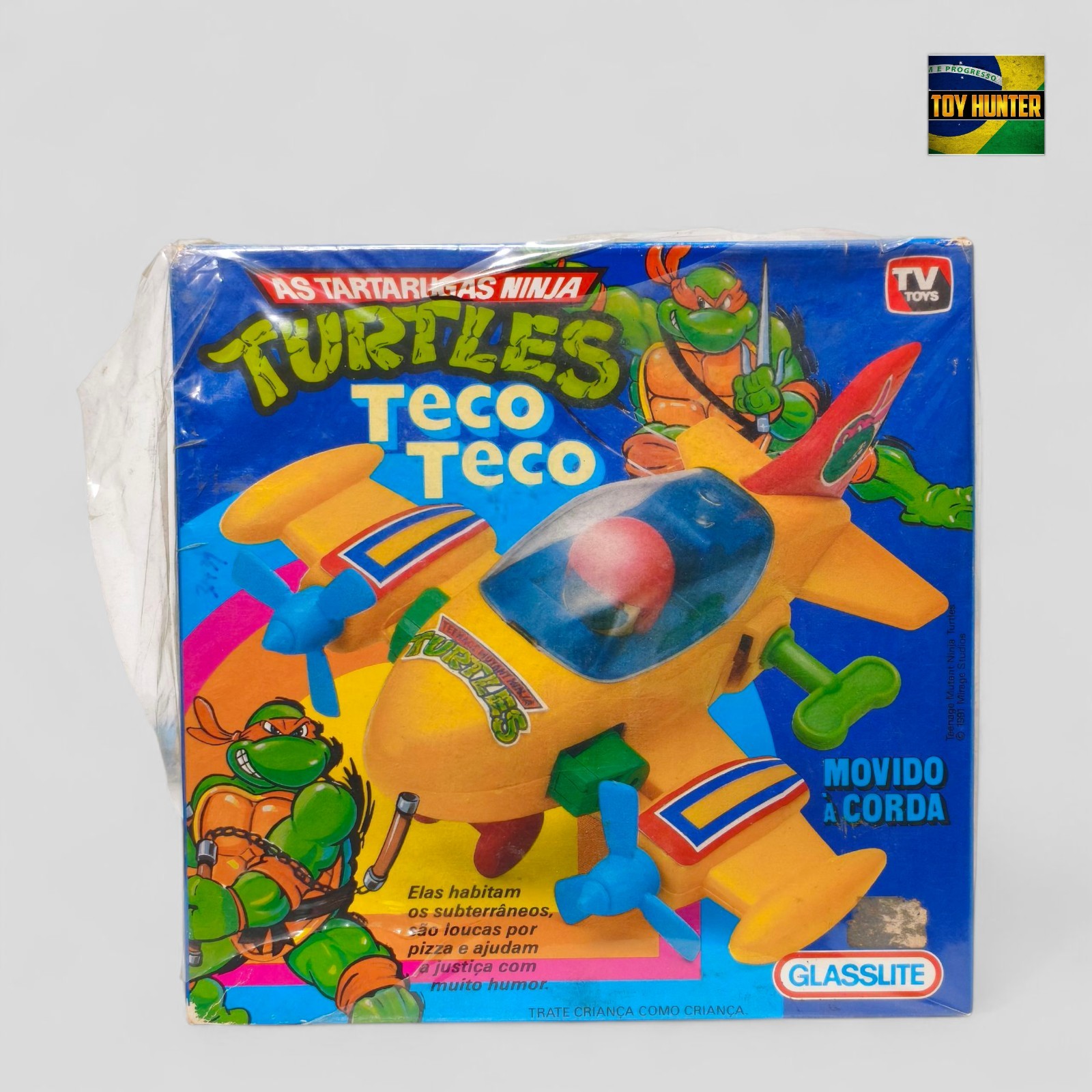 TMNT TECO TECO GLASSLITE BRAZIL 🇧🇷 VINTAGE SEALED BOXED TOY TURTLES RARE