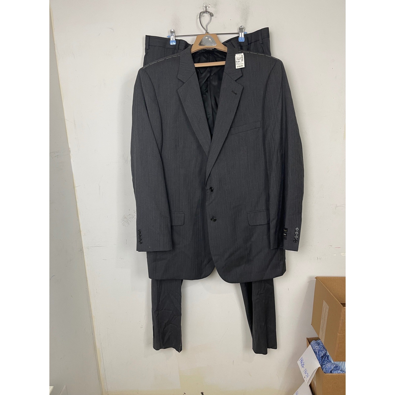 Jos. A. Bank Signature Collection Charcoal Herringbone Wool Suit 50 XL 46W New