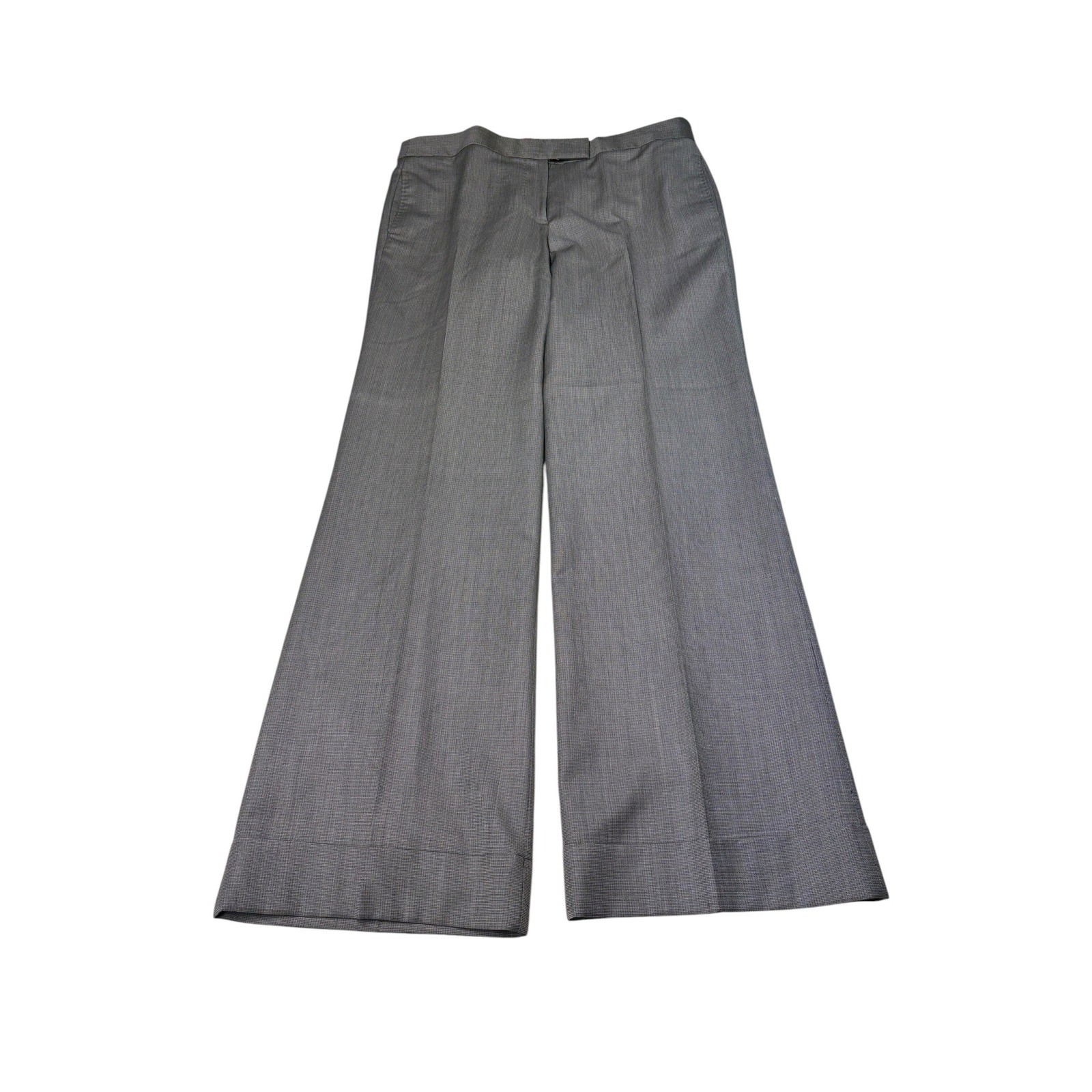 J.Crew City Fit Wool Cashmere Wide Leg Trousers Grey Check Womens Size 10 34X32