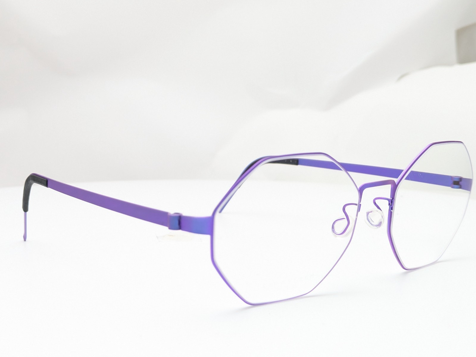 Lindberg Strip Titanium T407 9609 77 Purple Octagon Eyeglasses Frames 53-18-135