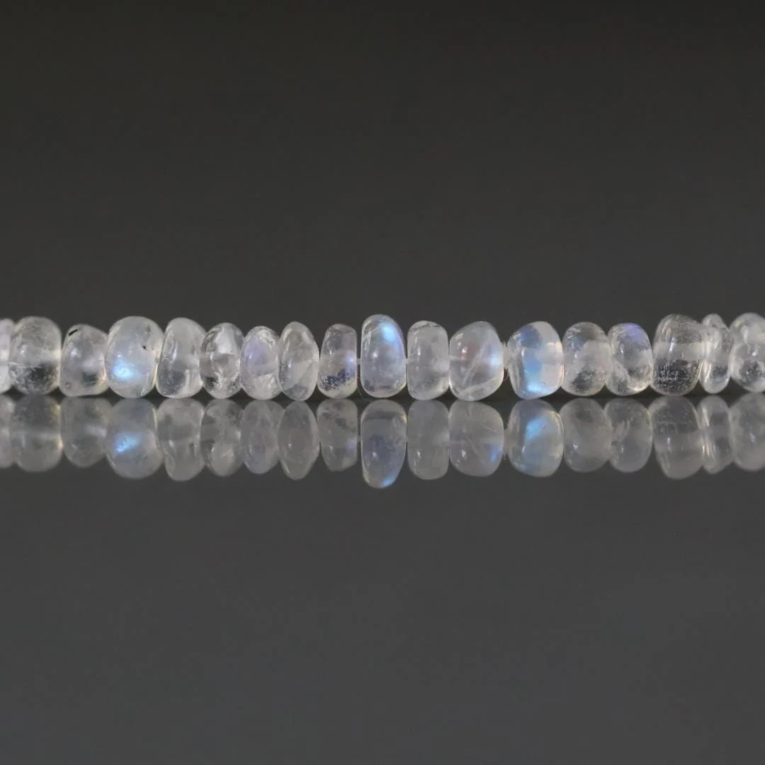 4.5mm Rainbow Moonstone Beads Smooth Rondelle Natural Gemstone 20 Pcs DIY