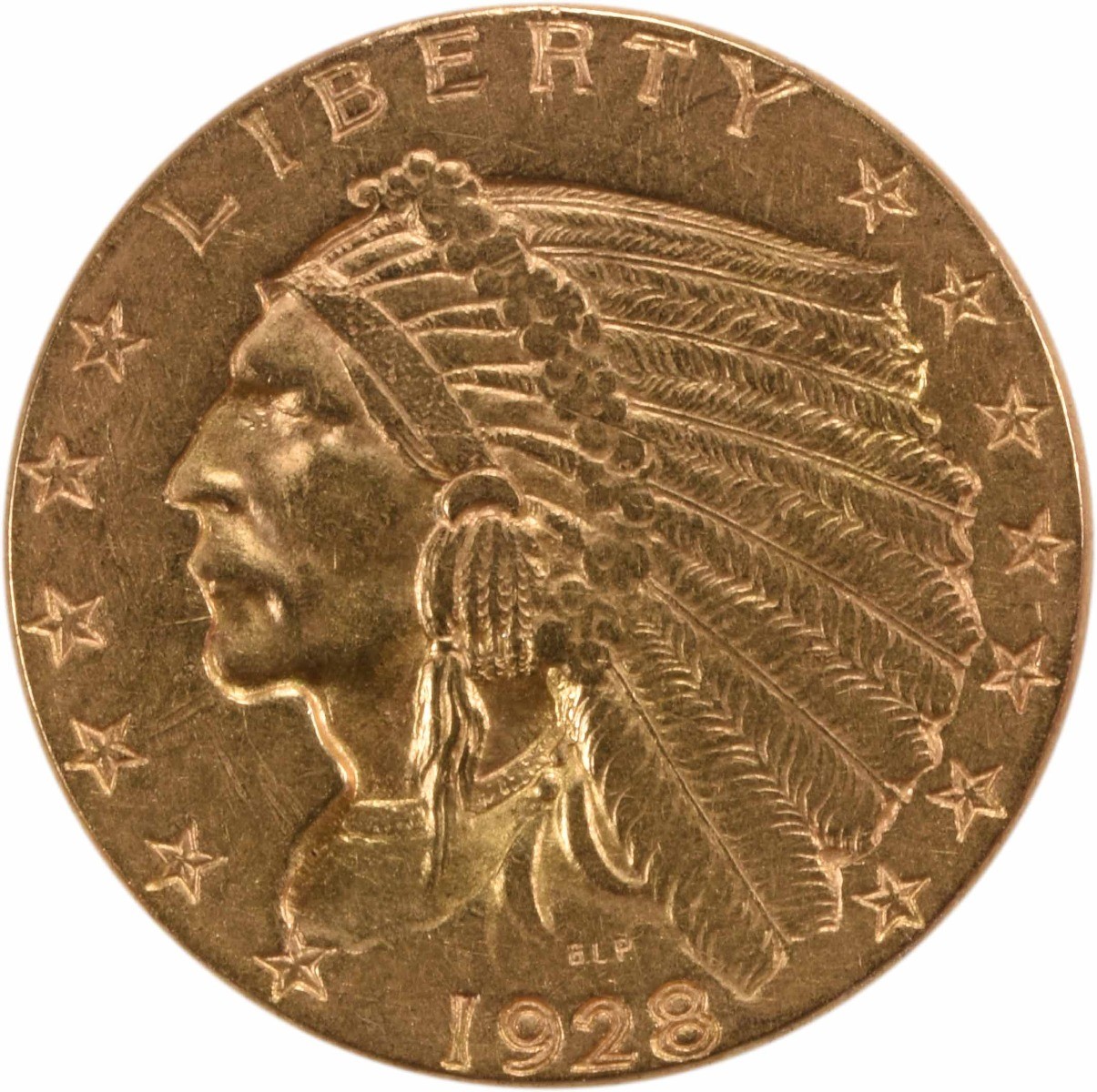 1928 $2.50 Gold Indian AU Slider Uncertified #254
