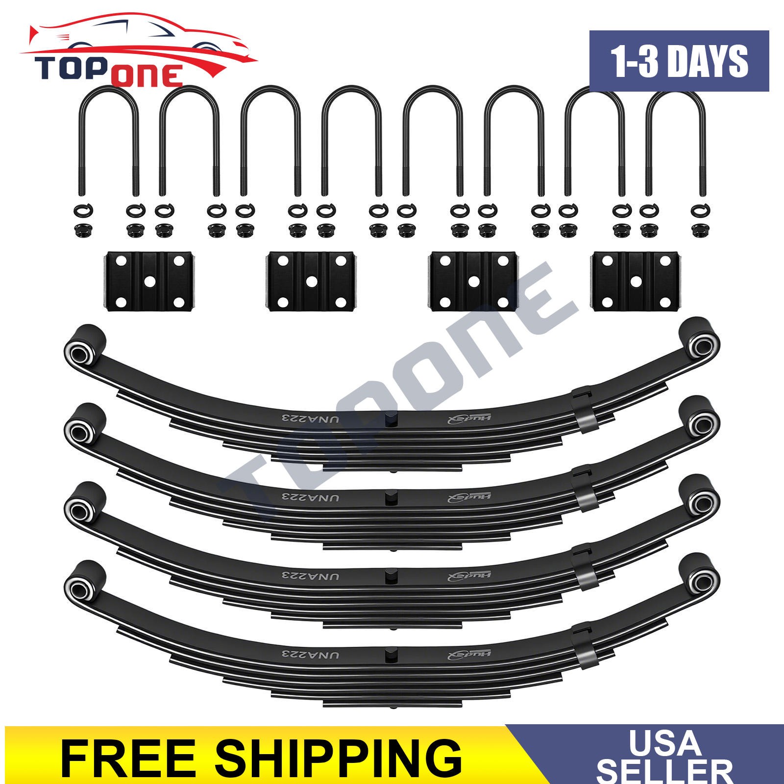 7000lb 7K Tandem Trailer Axle Suspension Kit 3500lbs 6 Leaf Springs + U-bolt Kit