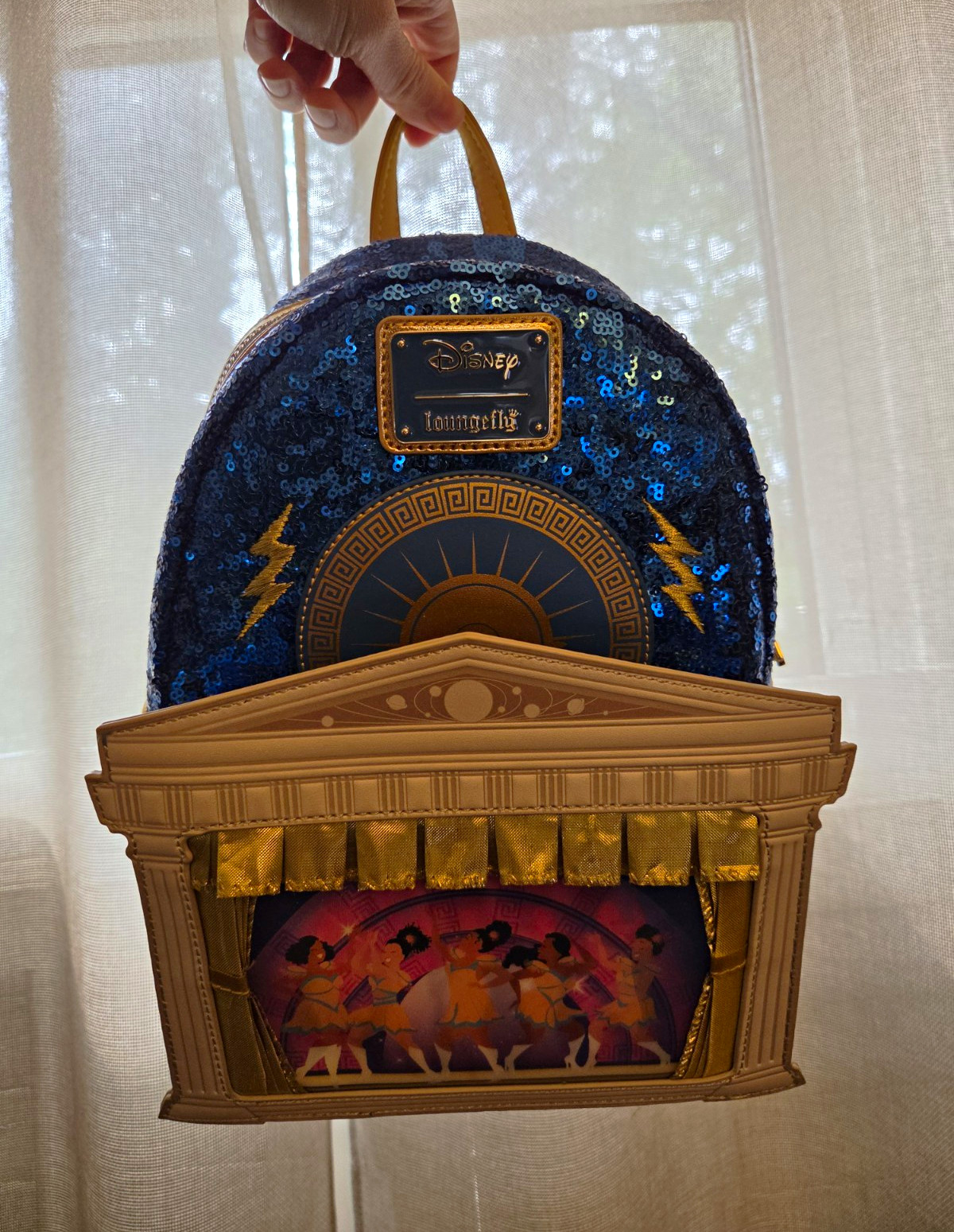 London Exclusive Loungefly Disney Bag from Hercules The Musical NWT Blue Sequins London Exclusive Loungefly Disney Bag from Hercules The Musical NWT Blue Sequins