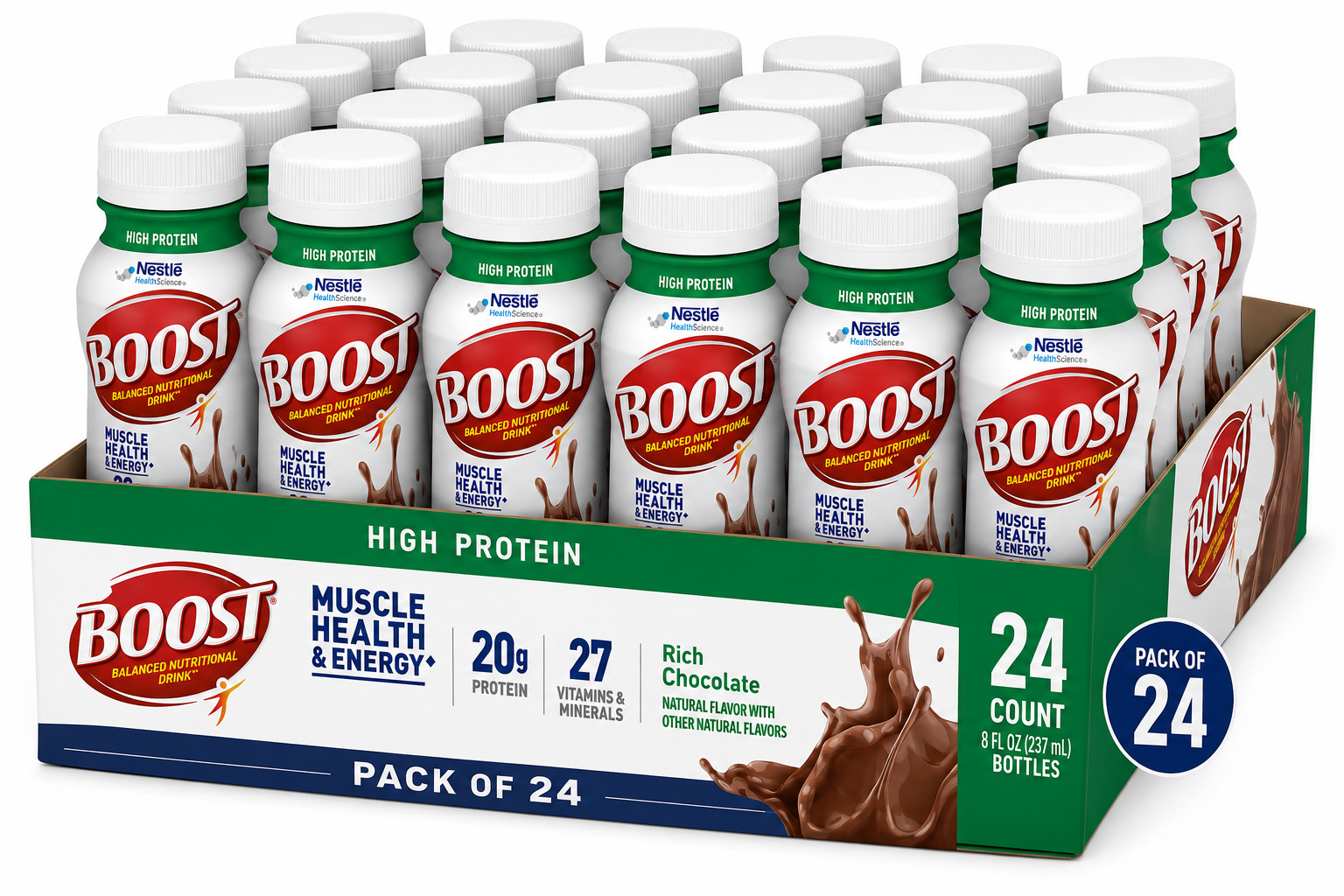 BOOST High Protein Nutritional Drink, Rich Chocolate, 20g Protein, 24 - 8 fl oz BOOST High Protein Nutritional Drink, Rich Chocolate, 20g Protein, 24 - 8 fl oz