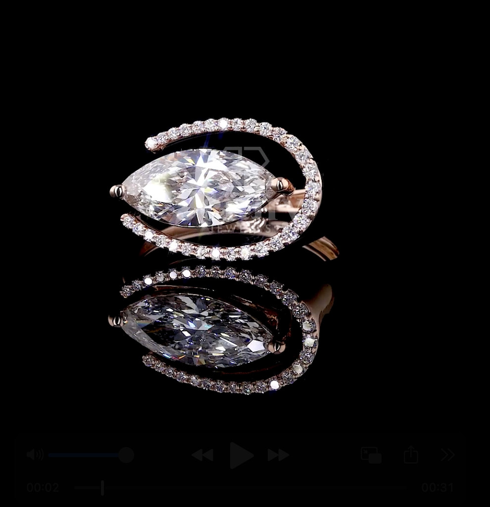 2.20 CTW Marquise Cut Lab-Grown Diamond Ring,Engagement Ring, IGI Certified