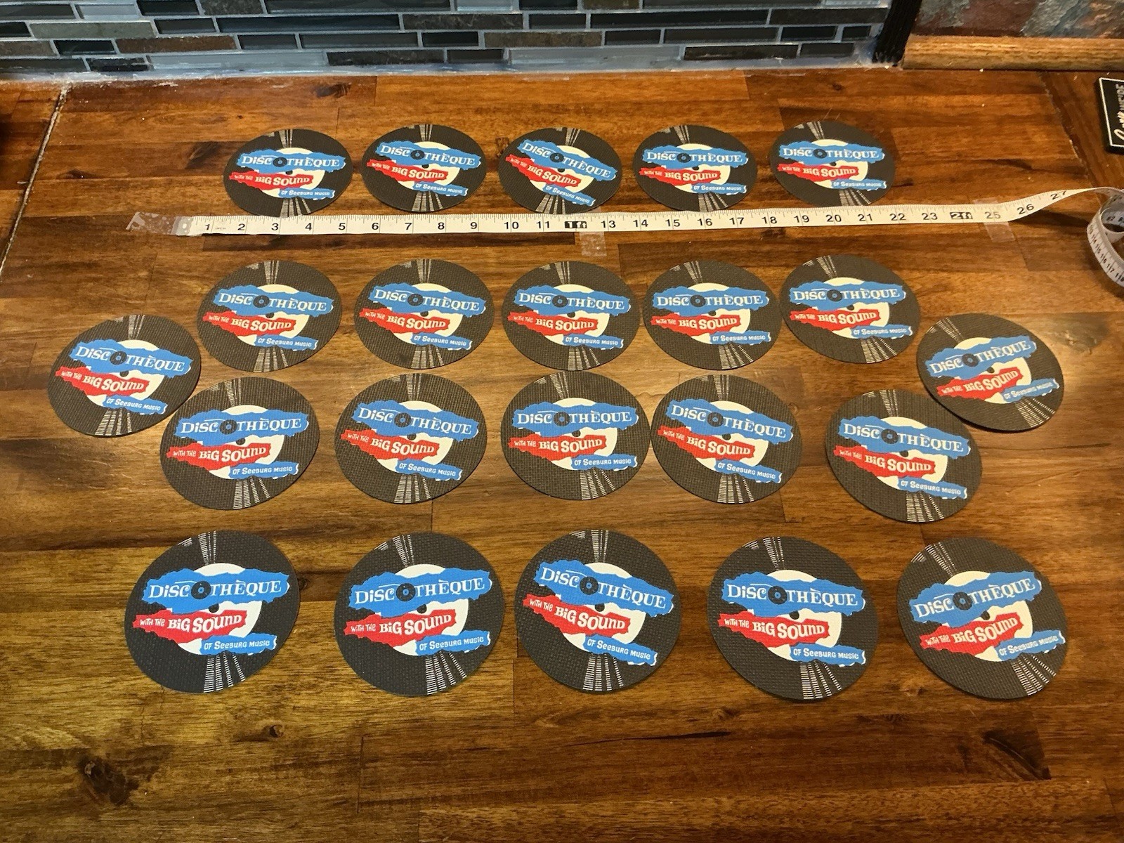 Lot Of 23 Vintage 1965 Seeburg Jukebox Discotheque Big Sound Plastic Coasters