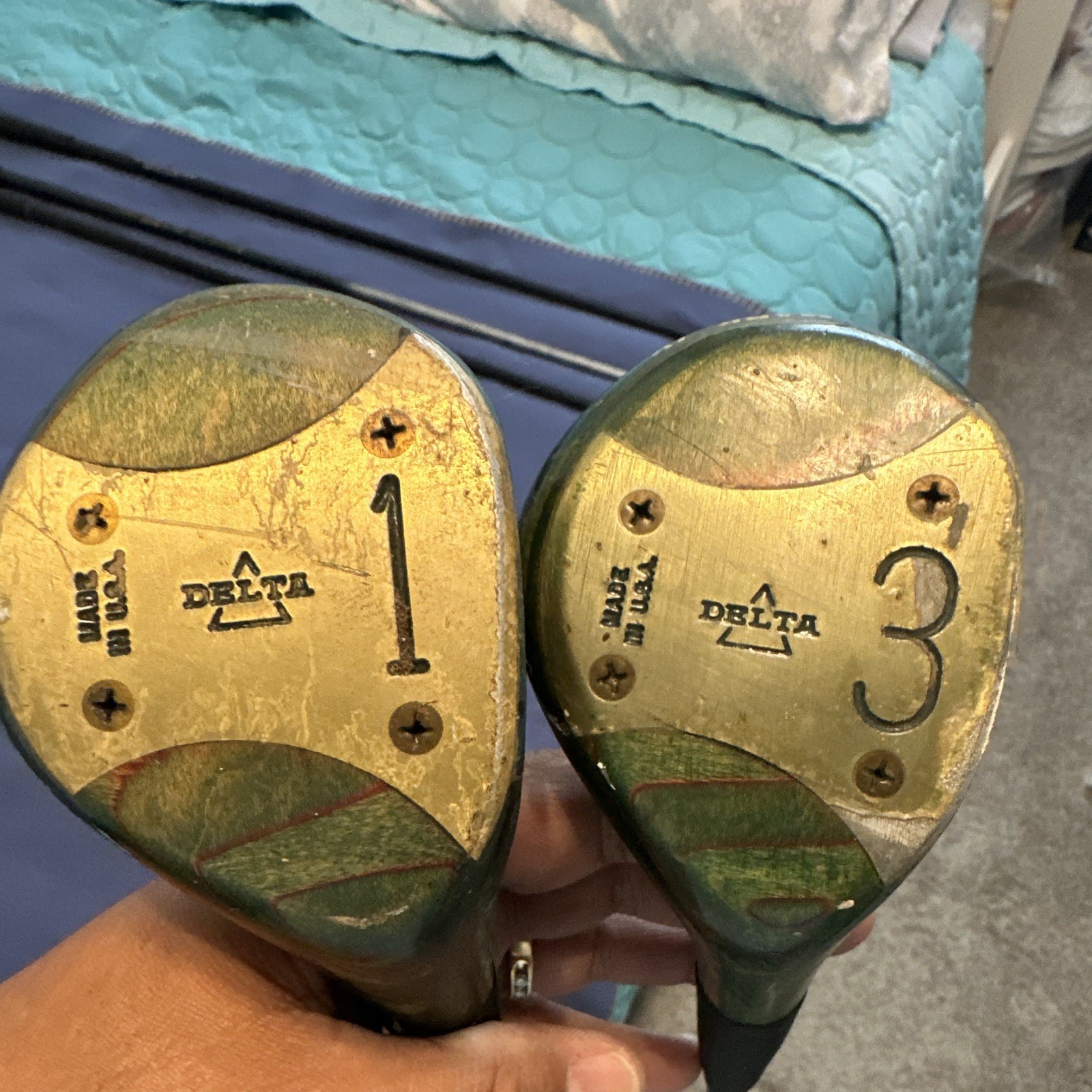 VTG ⛳️DELTA Mark IV 1&3 Wood Set RH Steel Shafts Green/Gold 2 Clubs