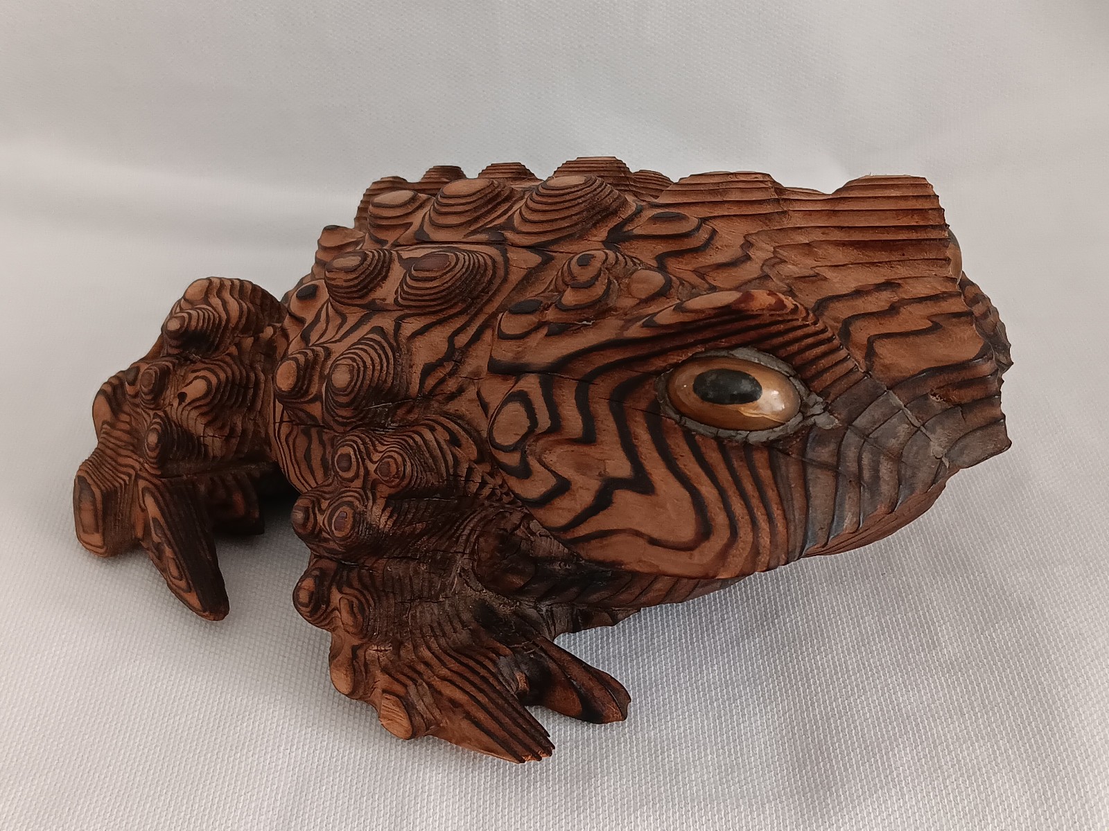 Vintage Japanese Hand Carved Cryptomeria / Sugi Wooden Frog Toad Figurine 7”X6” Vintage Japanese Hand Carved Cryptomeria / Sugi Wooden Frog Toad Figurine 7”X6”
