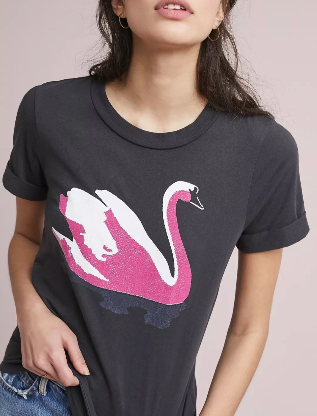 Anthropologie Sol Angeles Swan Graphic T-Shirt NWT Women\'s Size X-Small XS Tee