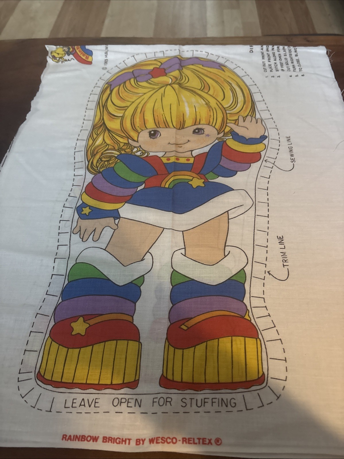 Vintage RAINBOW BRITE Pillow Cut & Sew Fabric Panel 1983