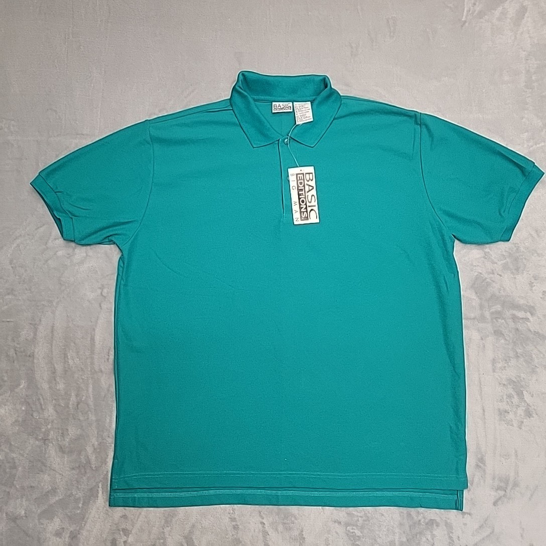 VTG Basic Edition Shirt Mens 1X Green Cotton Blend Retro Golf Casual Made in USA
