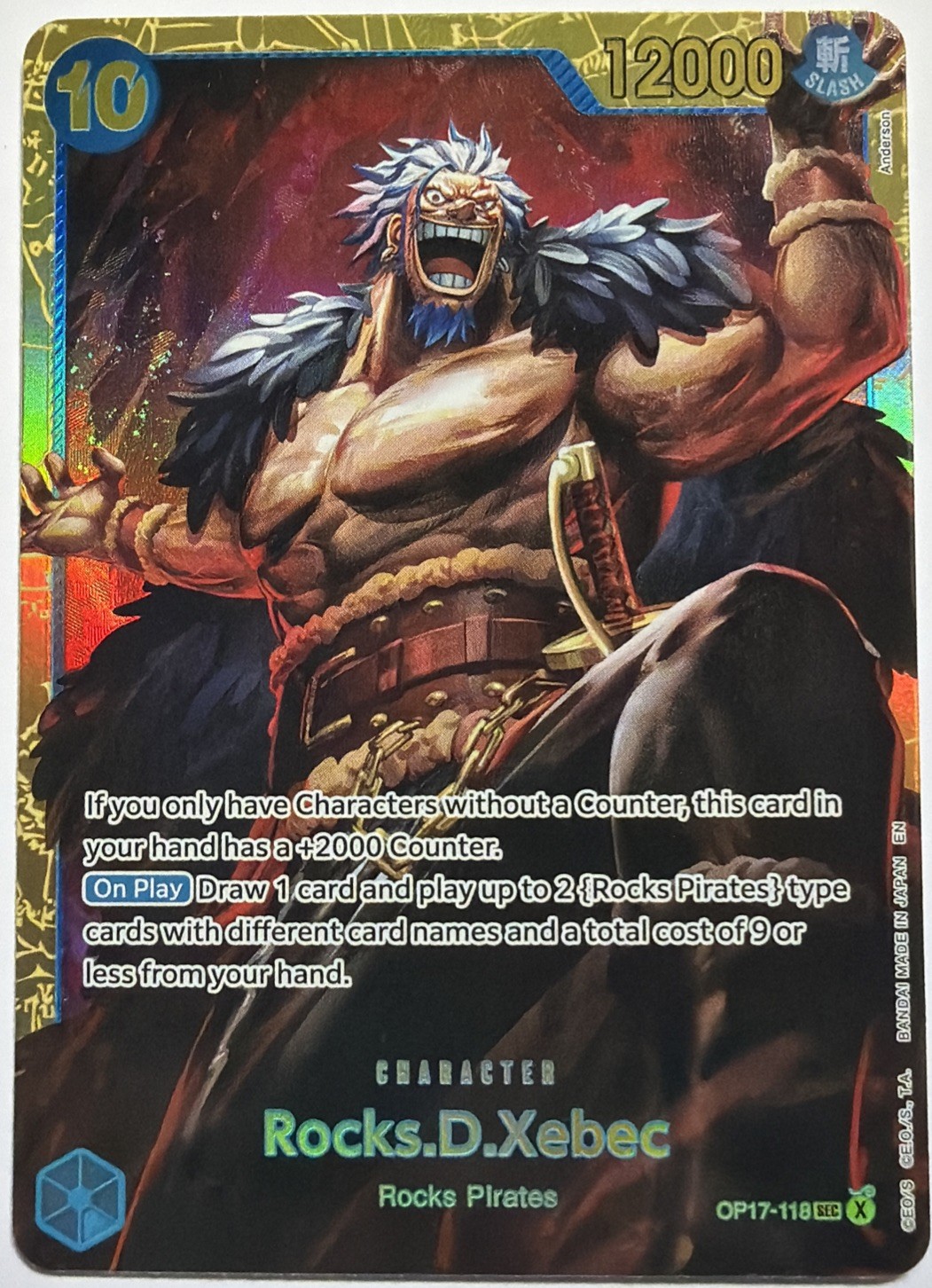 Rocks.D.Xebec OP17-118 The World\'s Strongest Warriors Secret Rare Foil NM
