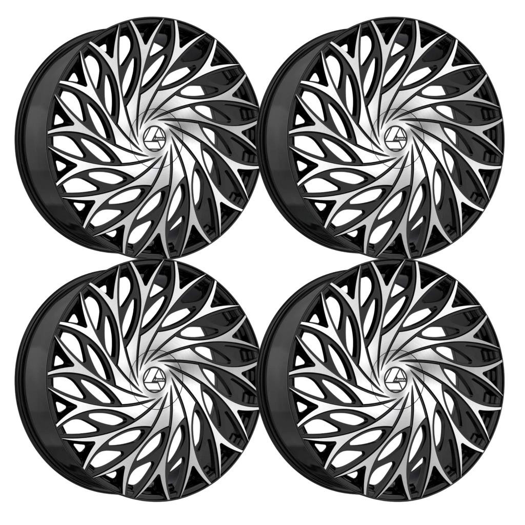 (Set-4) Azara AZA-525 20x8.5 5x112/5x114.3 35mm Black Machined wheels rims 20