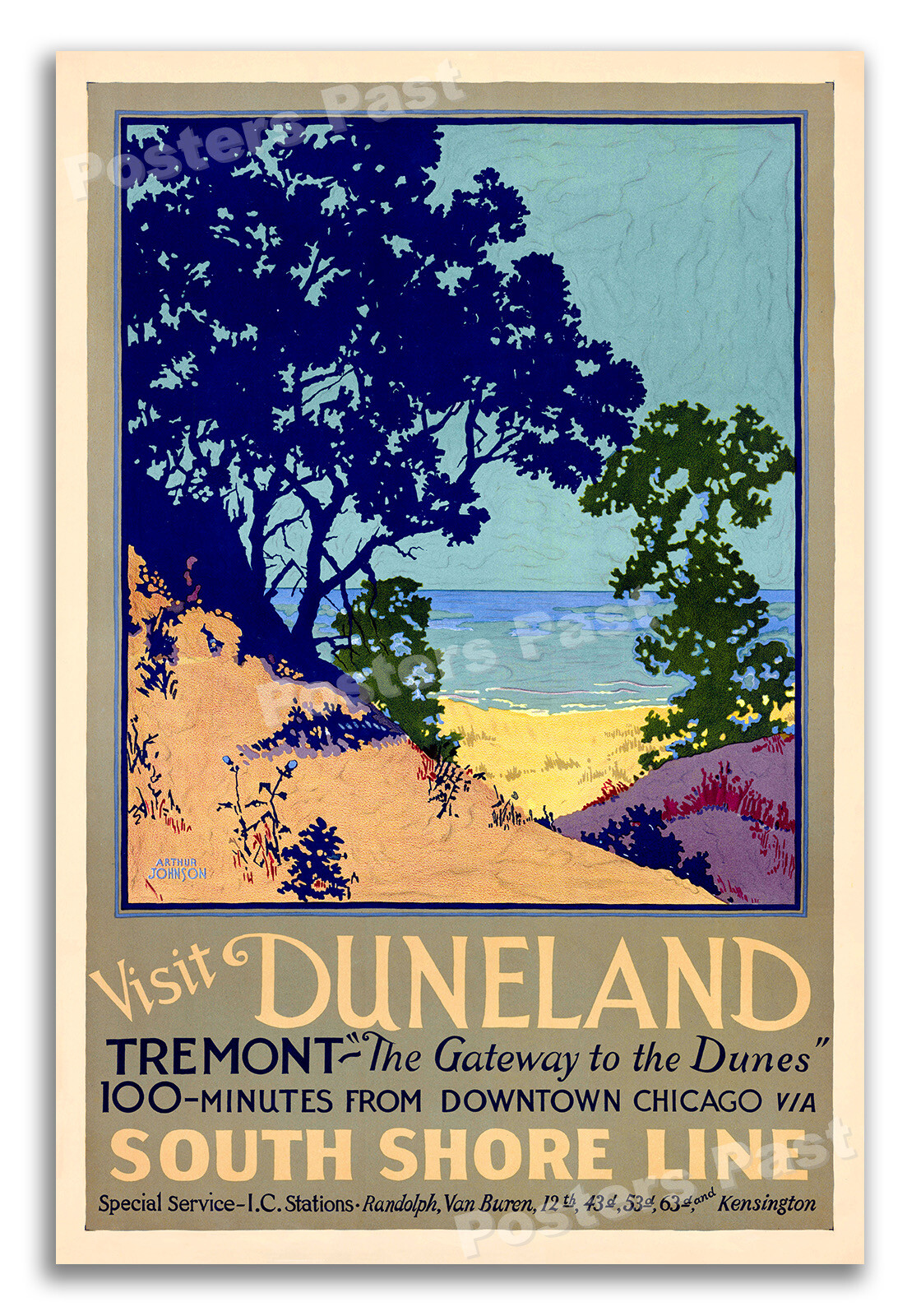 Visit Duneland 1925 South Shore Line - Vintage Travel Poster Print - 16x24