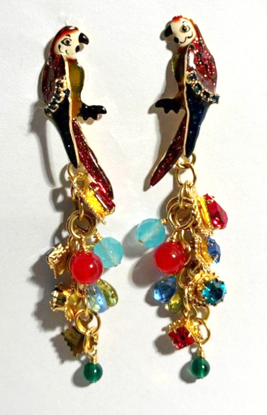 RARE* Early LATR Lunch at the Ritz MULTI CRYSTAL Dangle PARROT Resin 3\