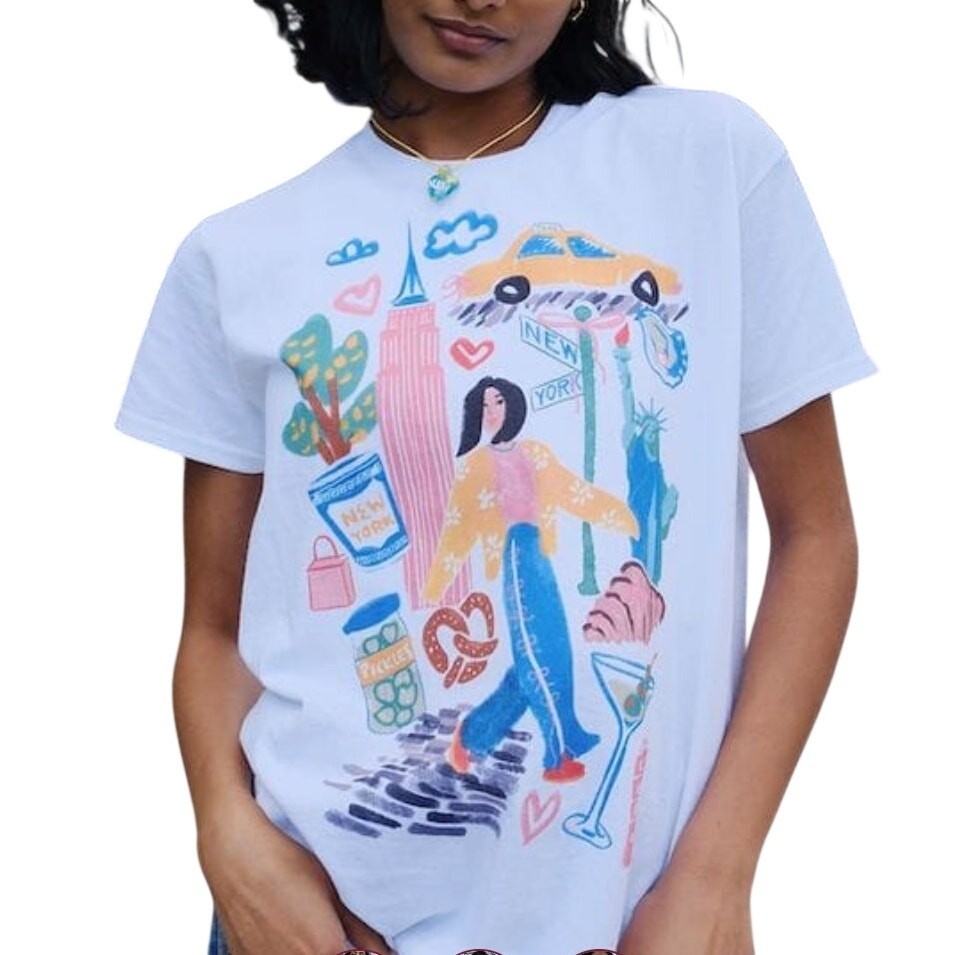 Mure + Grand New York NYC Sketchbook Graphic T-Shirt M Crew Neck
