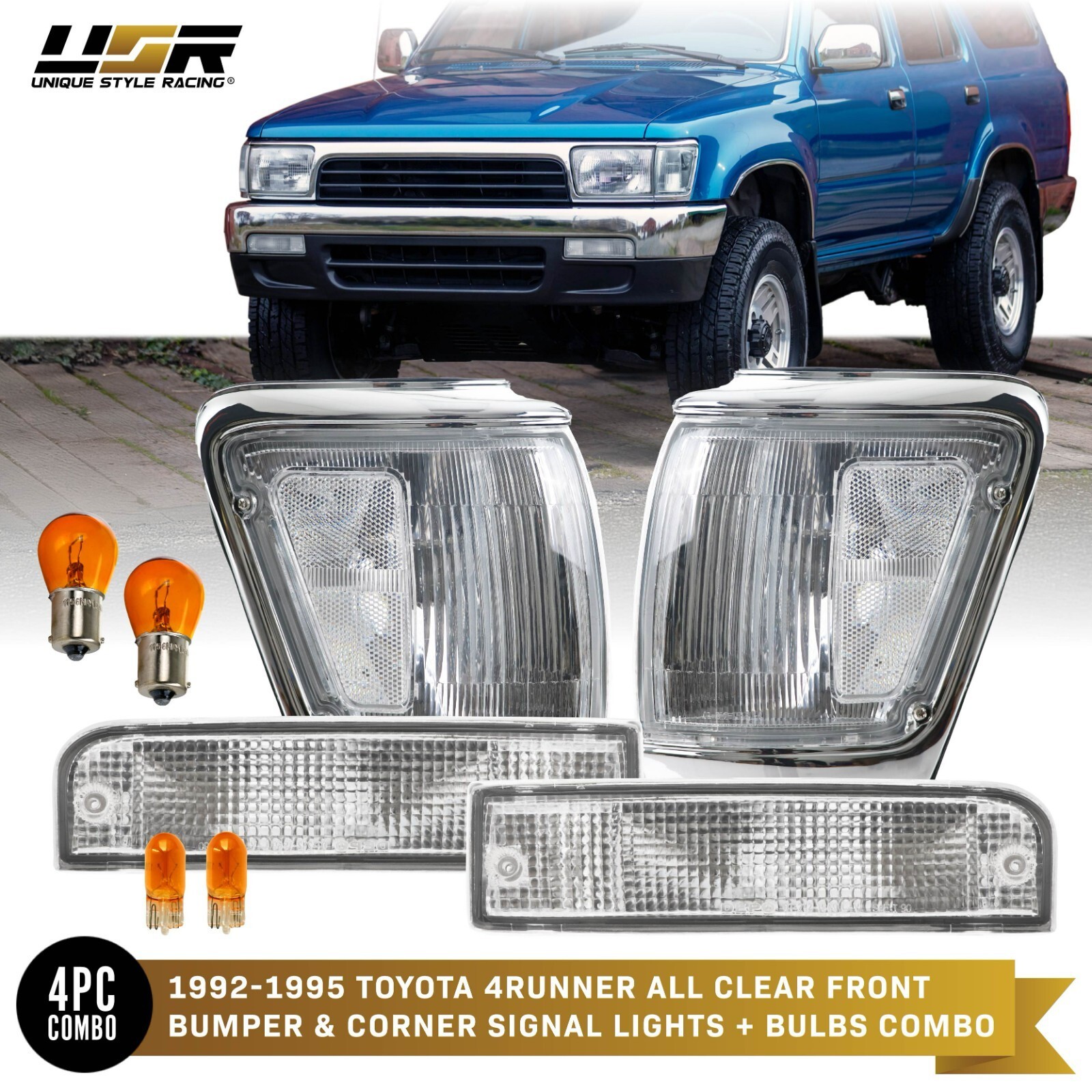 COMBO DEPO Clear Front Corner + Bumper Signal Light For 1992-1995 Toyota 4Runner COMBO DEPO Clear Front Corner + Bumper Signal Light For 1992-1995 Toyota 4Runner
