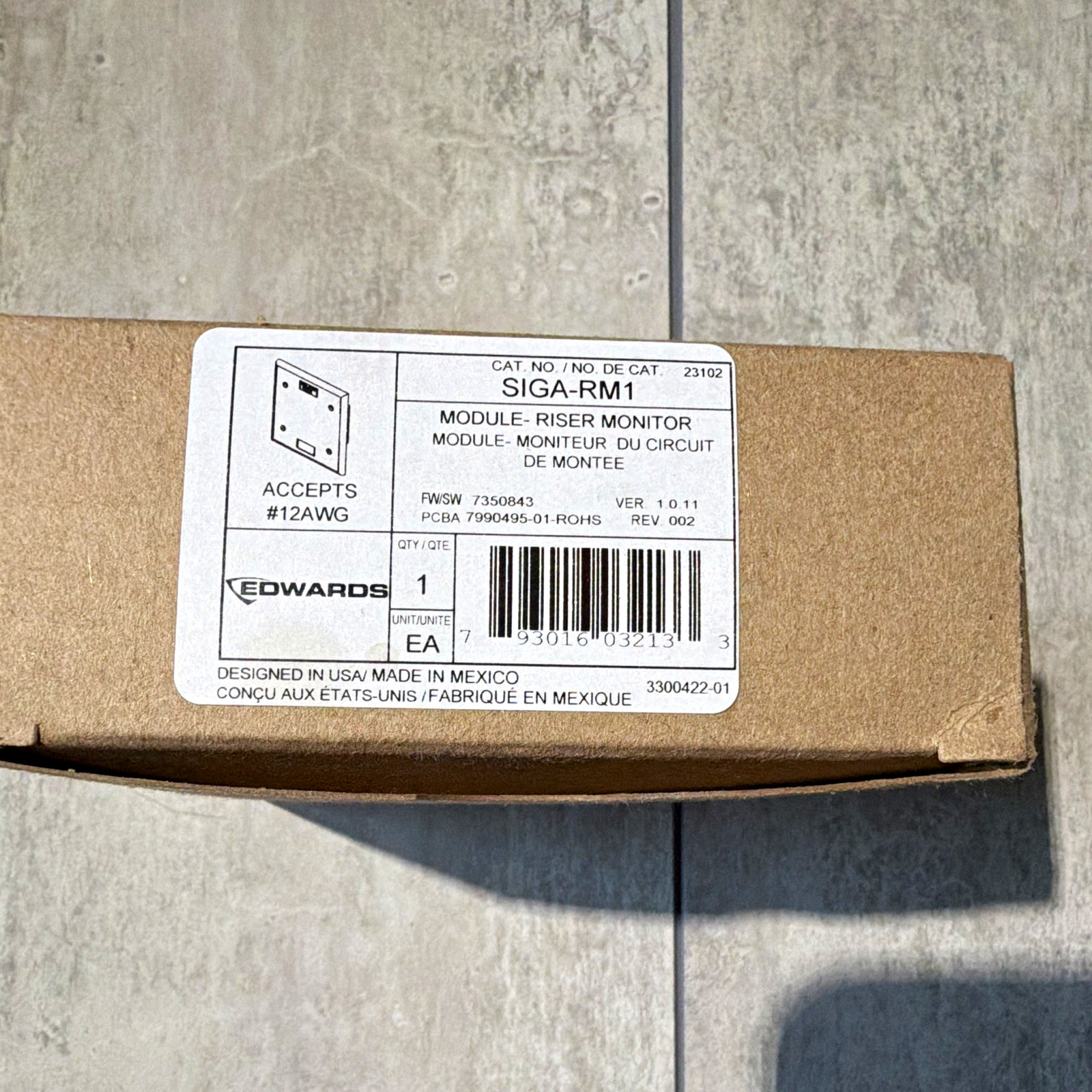Edwards SIGA-RM1 Riser Monitor Module, Model SIGA-RM1 MPN SIGA-RM1