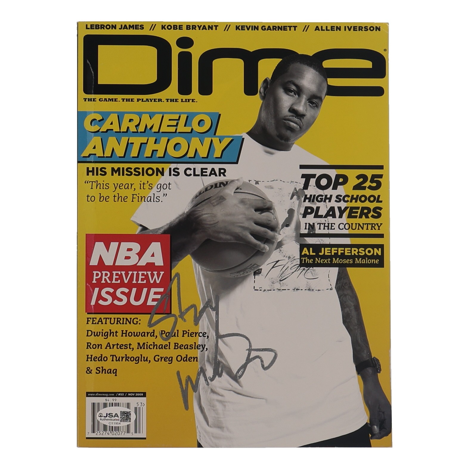 Carmelo Anthony Denver Nuggets SIGNED DIME Magazine JSA COA Autographed KNICKS
