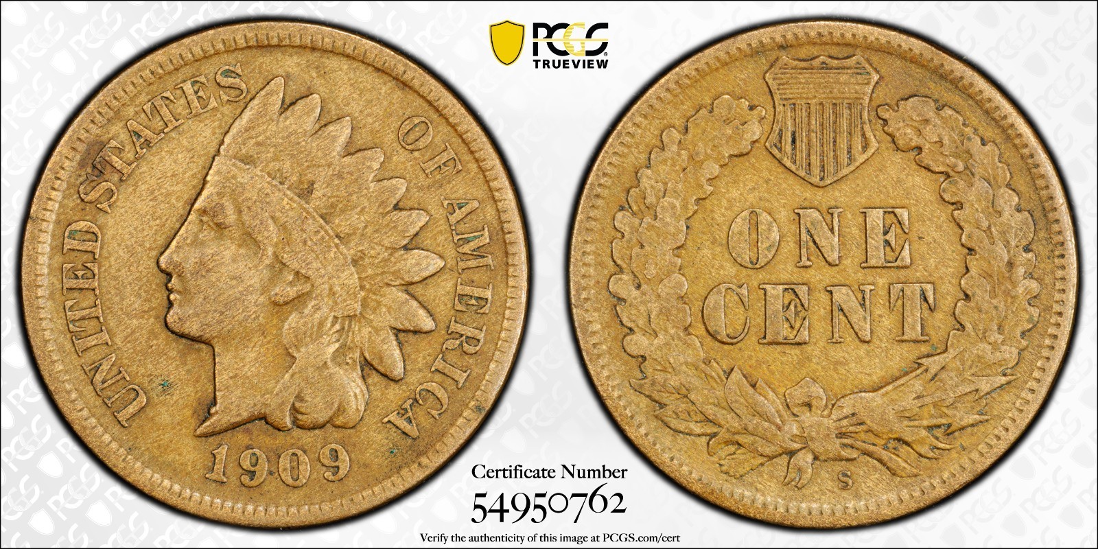 1909-S Indian Head Penny - PCGS VF25