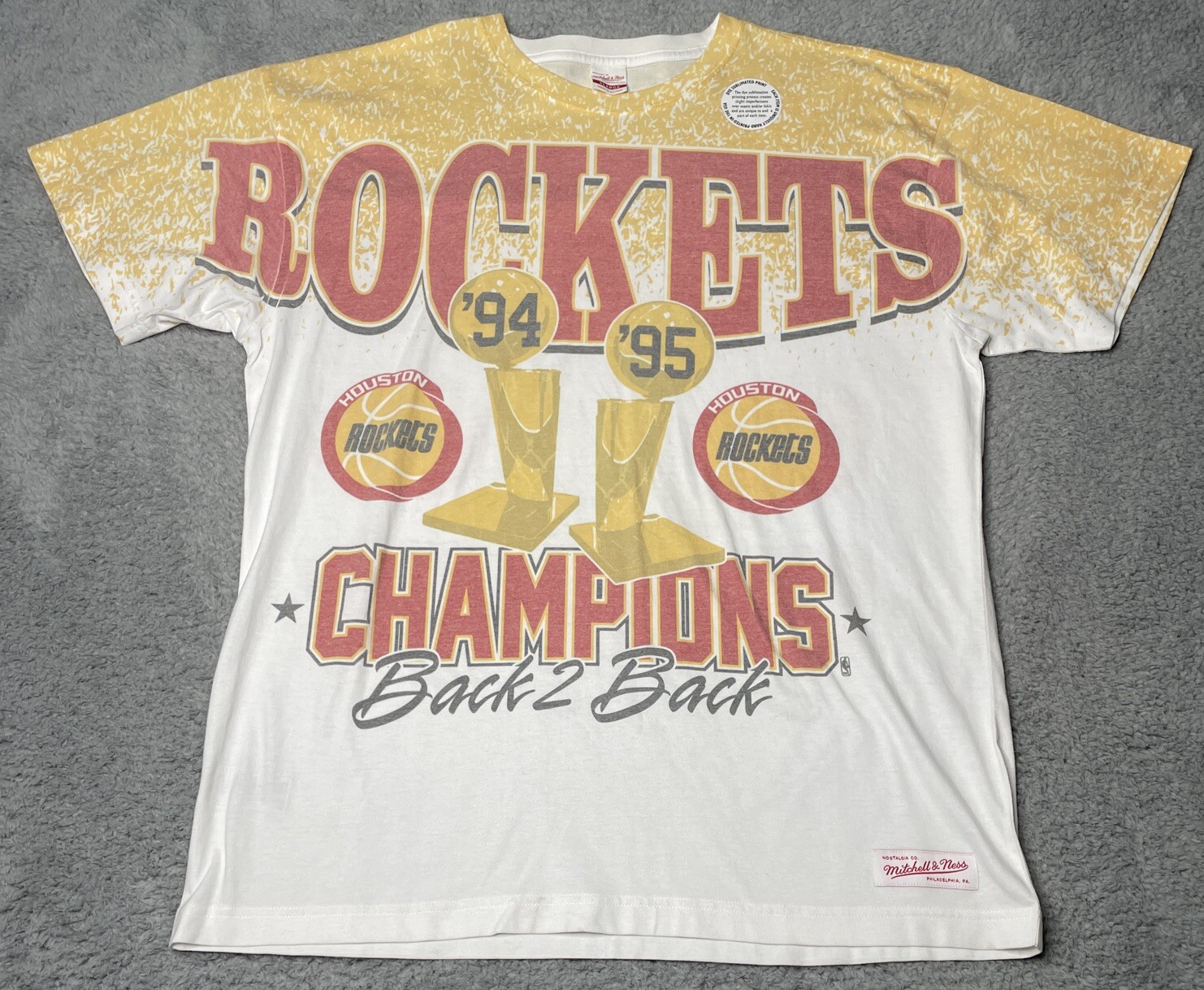 RARE Vtg Mitchell & Ness Houston Rockets NBA Champions Basketball Tshirt Mens XL