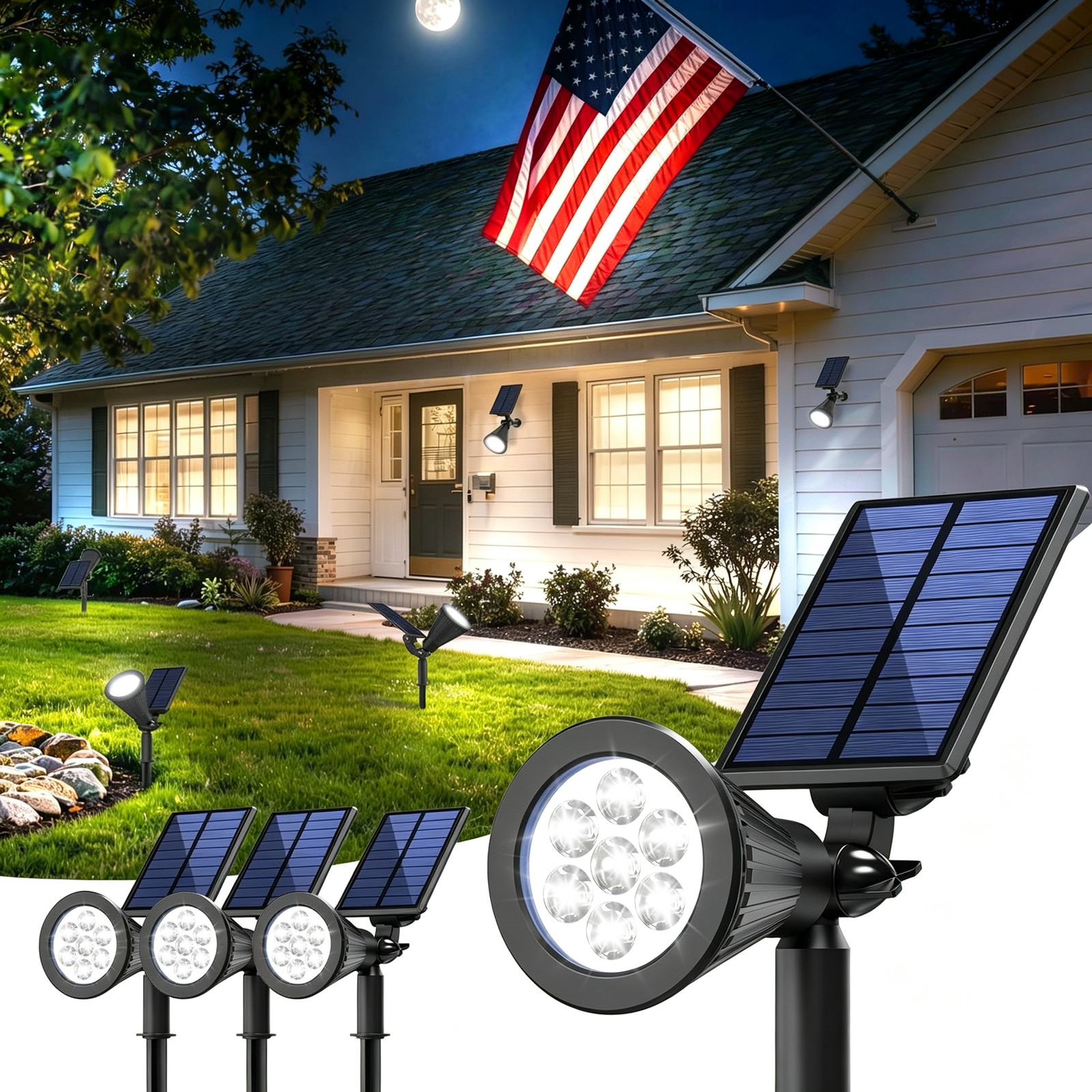 4 Pack Solar Spot Lights Outdoor Garden Pathway Driveway Walkway Landscape Lamps