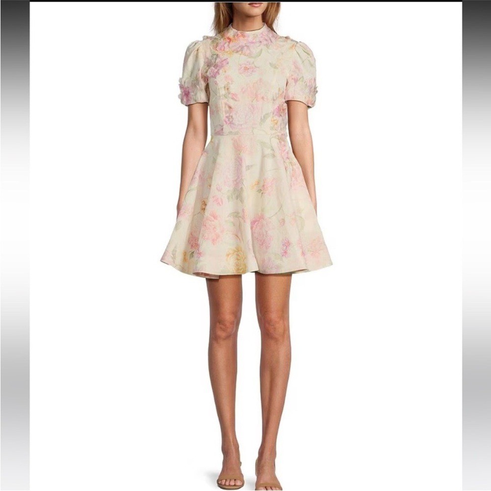 NWT Antonio Melani Iris Linen Floral Print MockneckShort Sleeve Size 14 NWT Antonio Melani Iris Linen Floral Print MockneckShort Sleeve Size 14