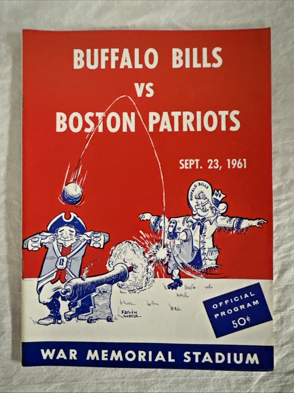 Vintage 1961 AFL Football Program Bills vs Patriots Sept. 23 Buffalo vs Boston