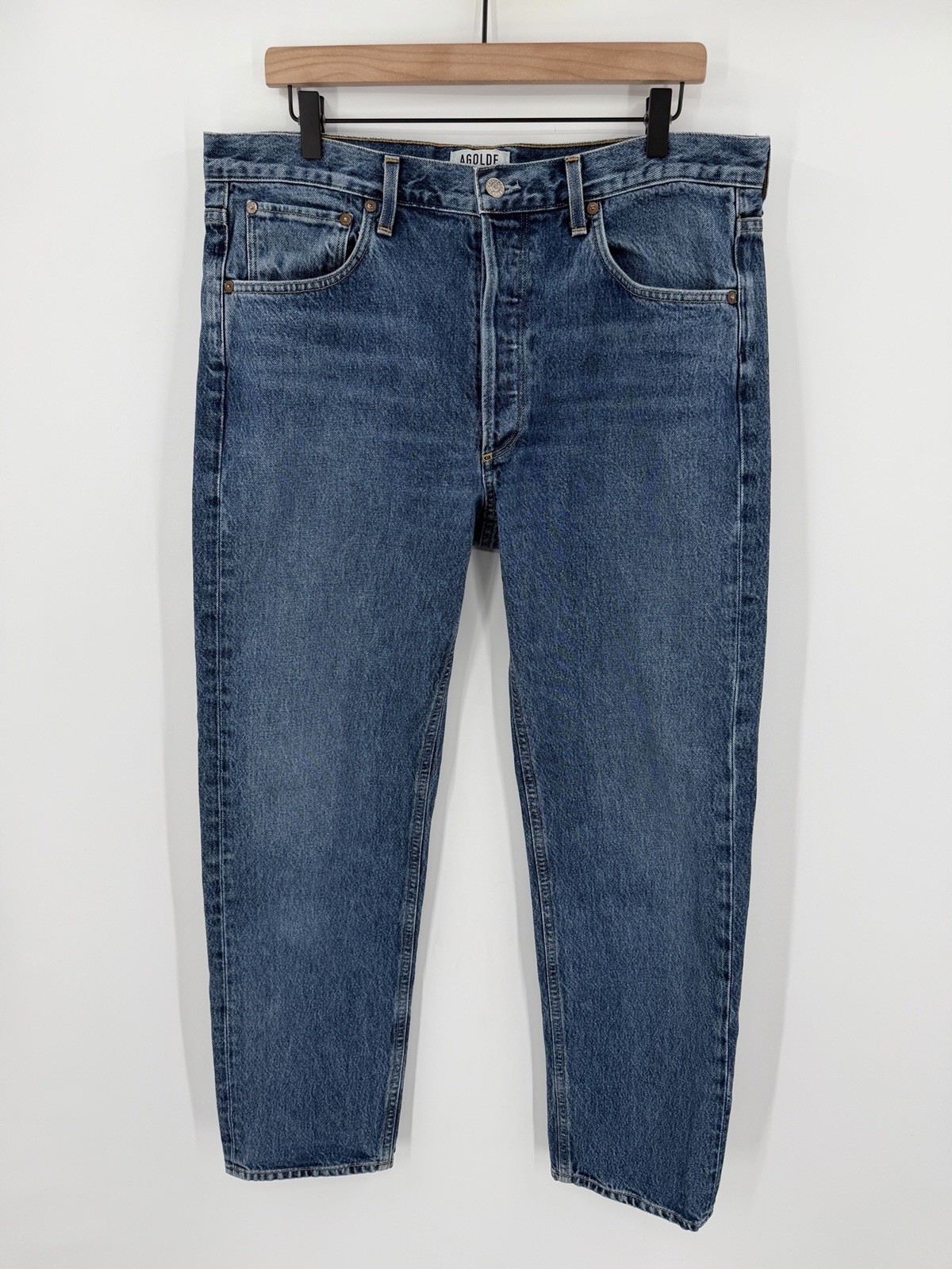Agolde 90s High Rise Straight Leg Jeans Women’s 34x30 Blue Made In USA Denim Agolde 90s High Rise Straight Leg Jeans Women’s 34x30 Blue Made In USA Denim
