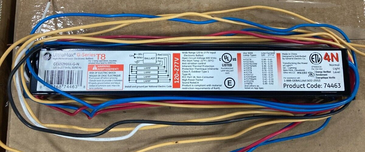 (QTY 15) GE 74463 UltraMax G-Series T8 Electronic Ballast GE432MAX-G-N (QTY 15) GE 74463 UltraMax G-Series T8 Electronic Ballast GE432MAX-G-N