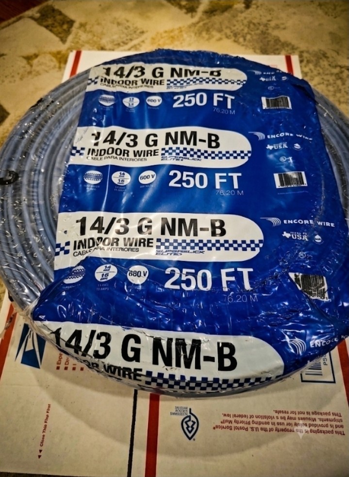 14/3 Wire NM-B/250 Ft. Solid 100% COPPER indoor With Ground= Romex 14/3 Wire NM-B/250 Ft. Solid 100% COPPER indoor With Ground= Romex