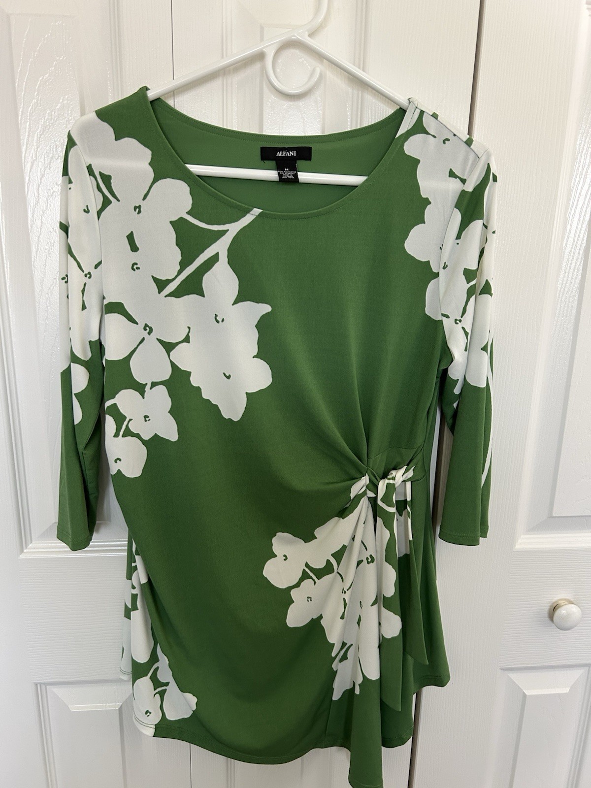 Alfani Green Floral Tunic Top Size M