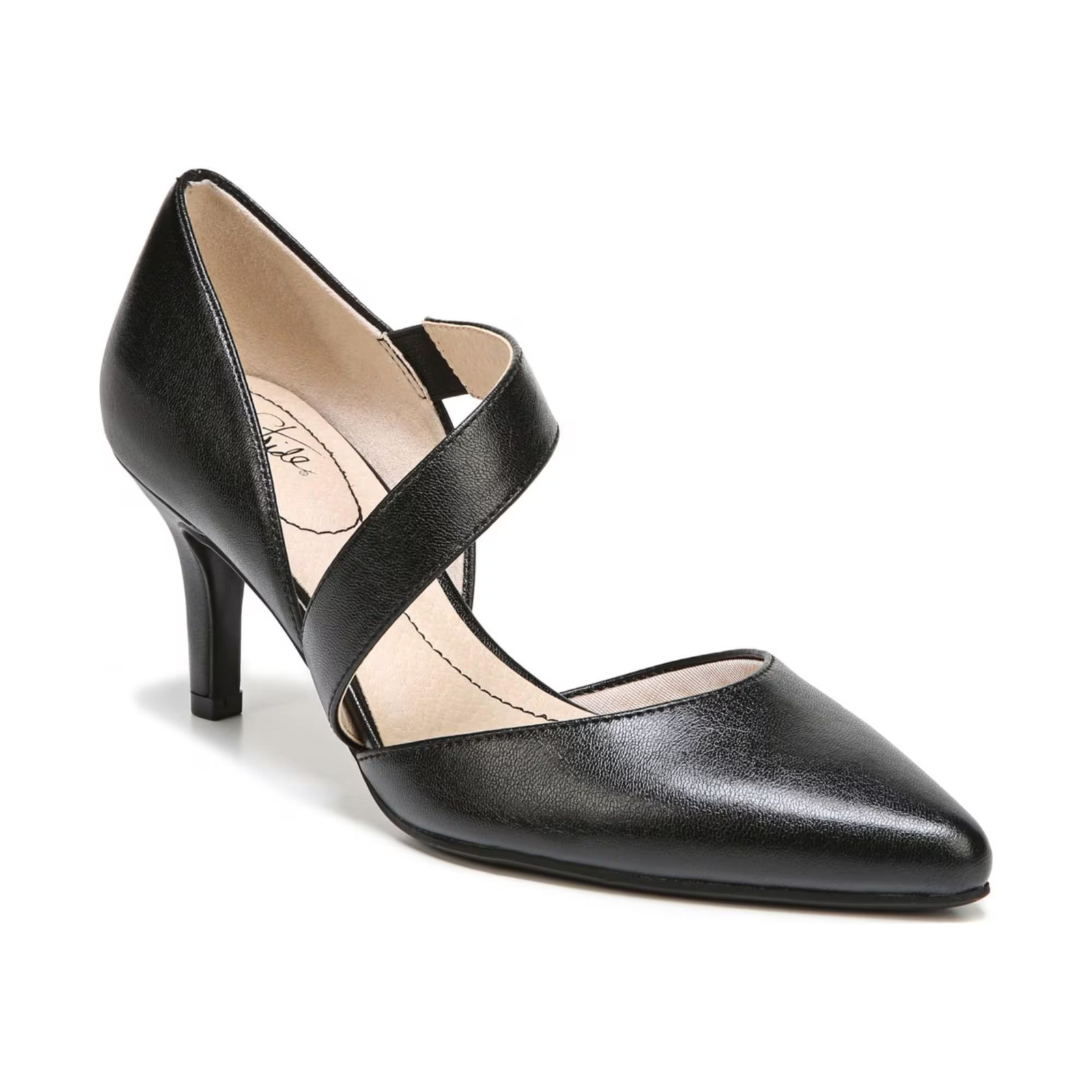 Women's LifeStride Suki Asymmetrical Dress Pumps Black Faux Leather