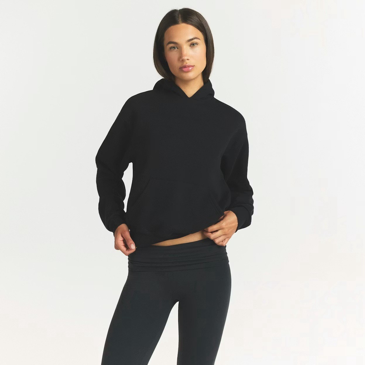 NWT Skims Cotton Fleece Classic Pullover Hoodie in Onyx Sz L Cozy Athleisure