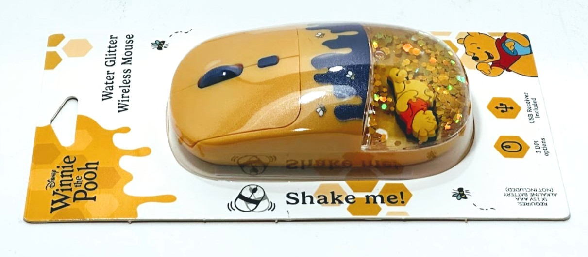 Disney Winnie the Pooh Water Glitter Wireless Mouse – USB Receiver Included|New