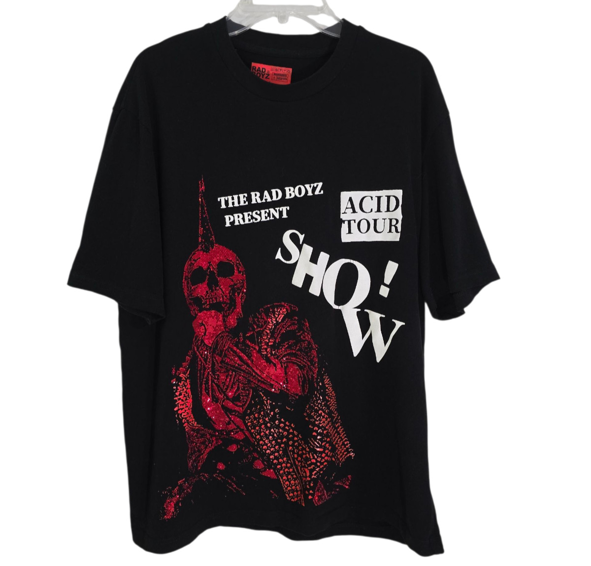 Rad Boyz Mens Black Acid Tour Graphic Print T Shirt Short Sleeve Cotton Size XL