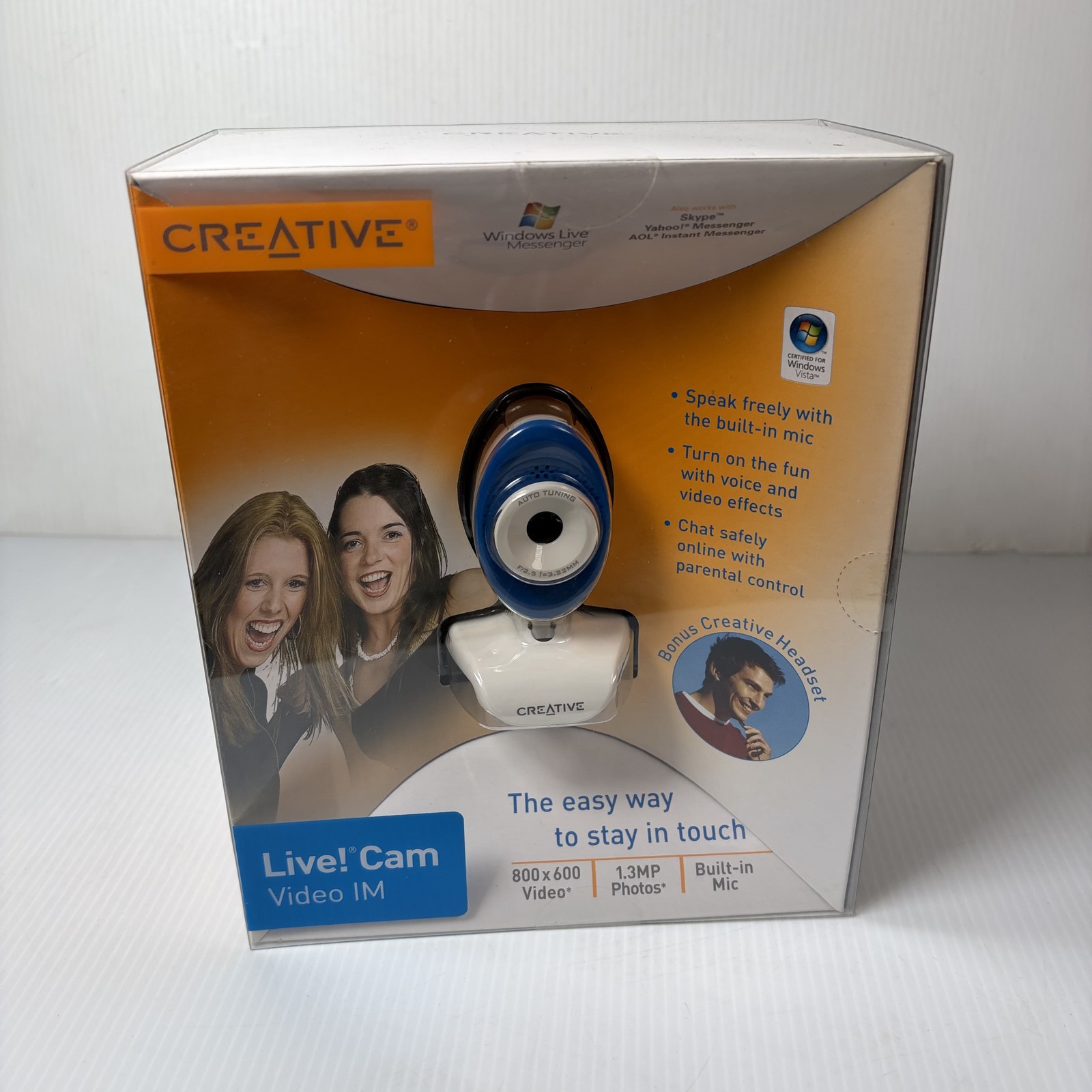 Vintage Creative Live Cam Video IM Webcam w/ Headset VF0350 Windows Vista